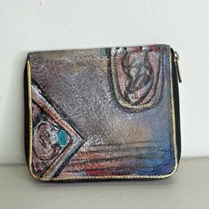 NEW Jane Yoo Vintage Hand Painted Leather Wallet